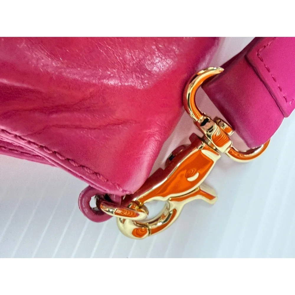 Tory Burch Dena Convertible Crossbody Messenger Leather Flap (Magenta) MSRP $365